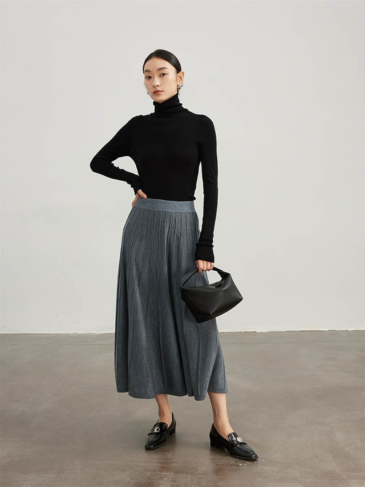 High Neck Sweater with Thumbhole Cuff Design