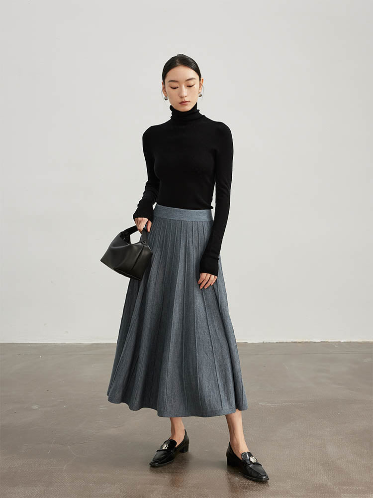 High Neck Sweater with Thumbhole Cuff Design