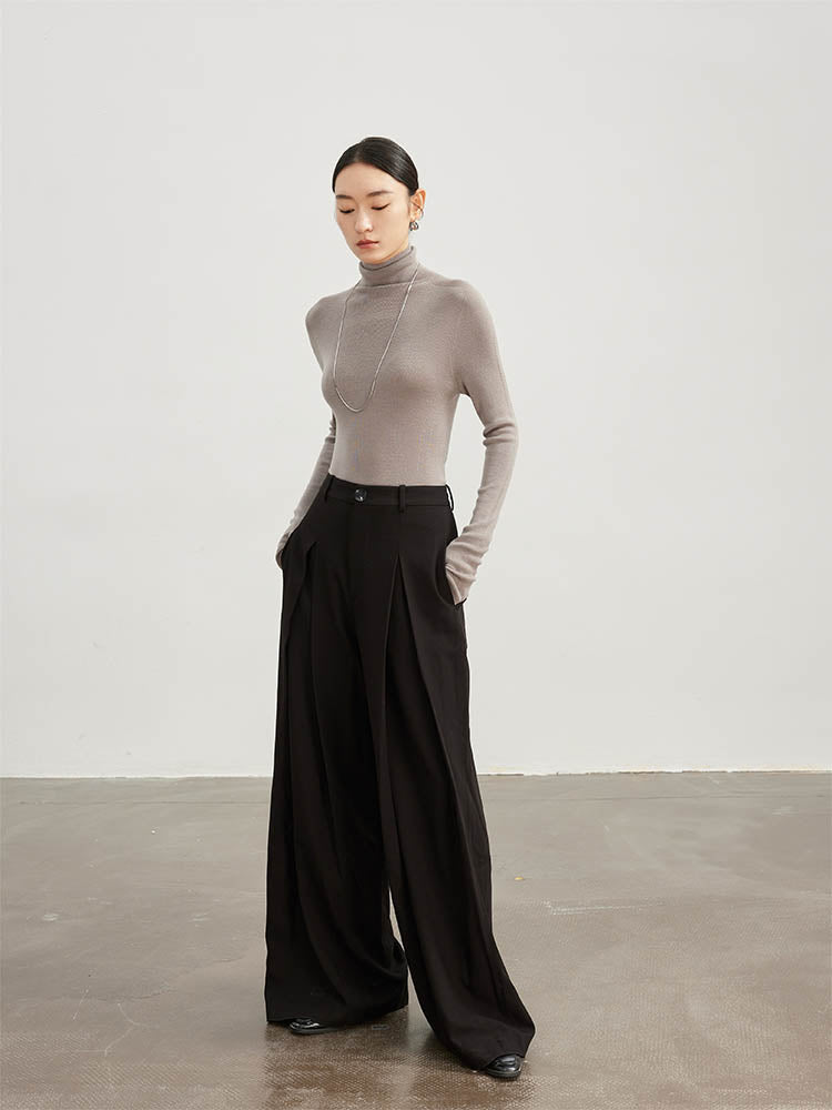 High Neck Sweater with Thumbhole Cuff Design
