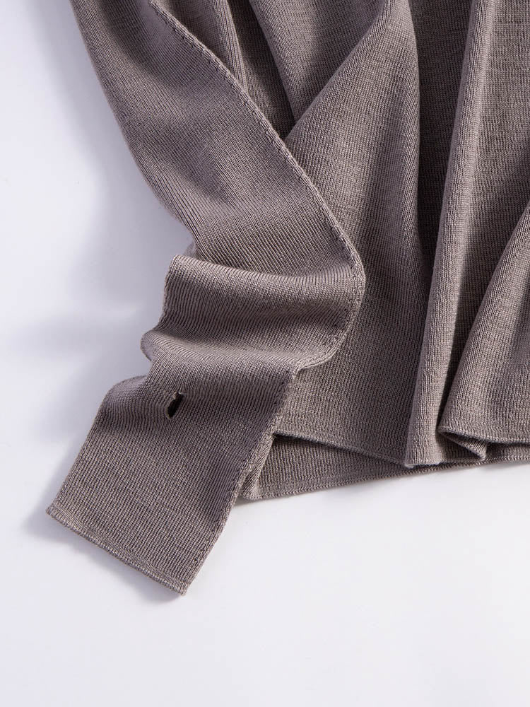 High Neck Sweater with Thumbhole Cuff Design