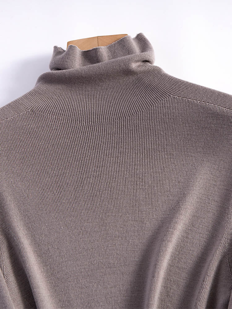 High Neck Sweater with Thumbhole Cuff Design