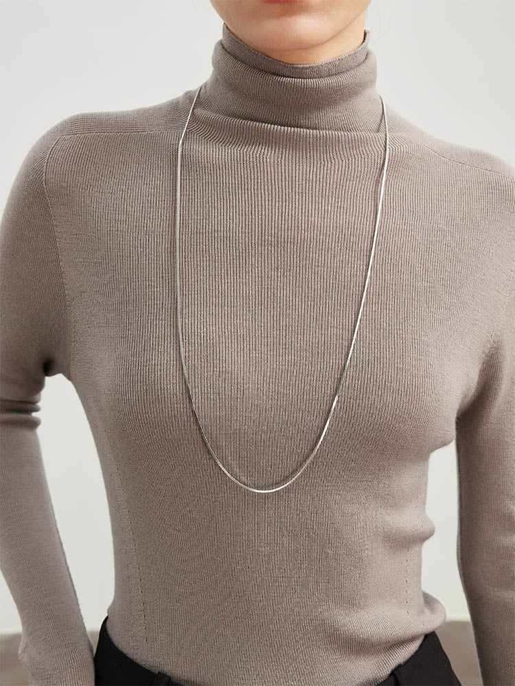 High Neck Sweater with Thumbhole Cuff Design