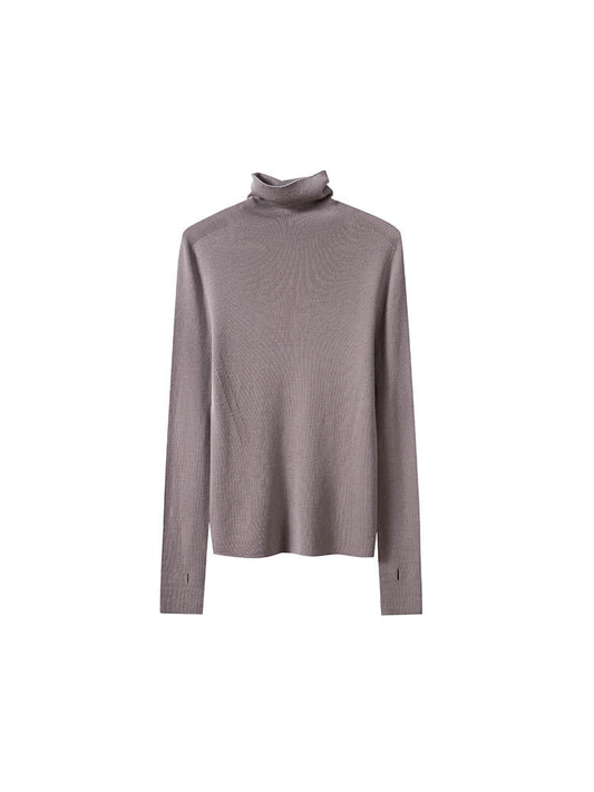 High Neck Sweater with Thumbhole Cuff Design