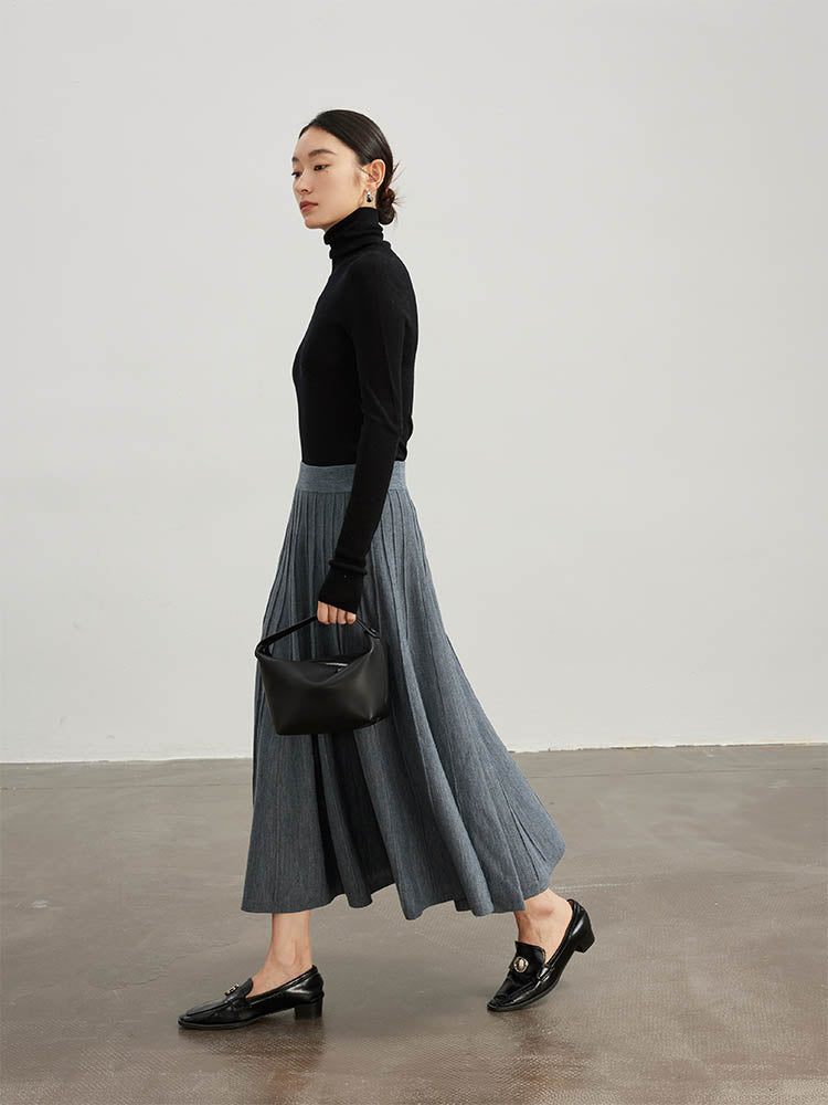 High Neck Sweater with Thumbhole Cuff Design